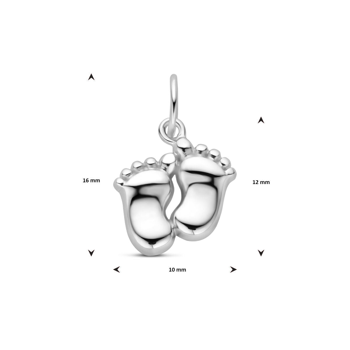Anhänger Babyfüße 16 mm Silber rhodiniert
