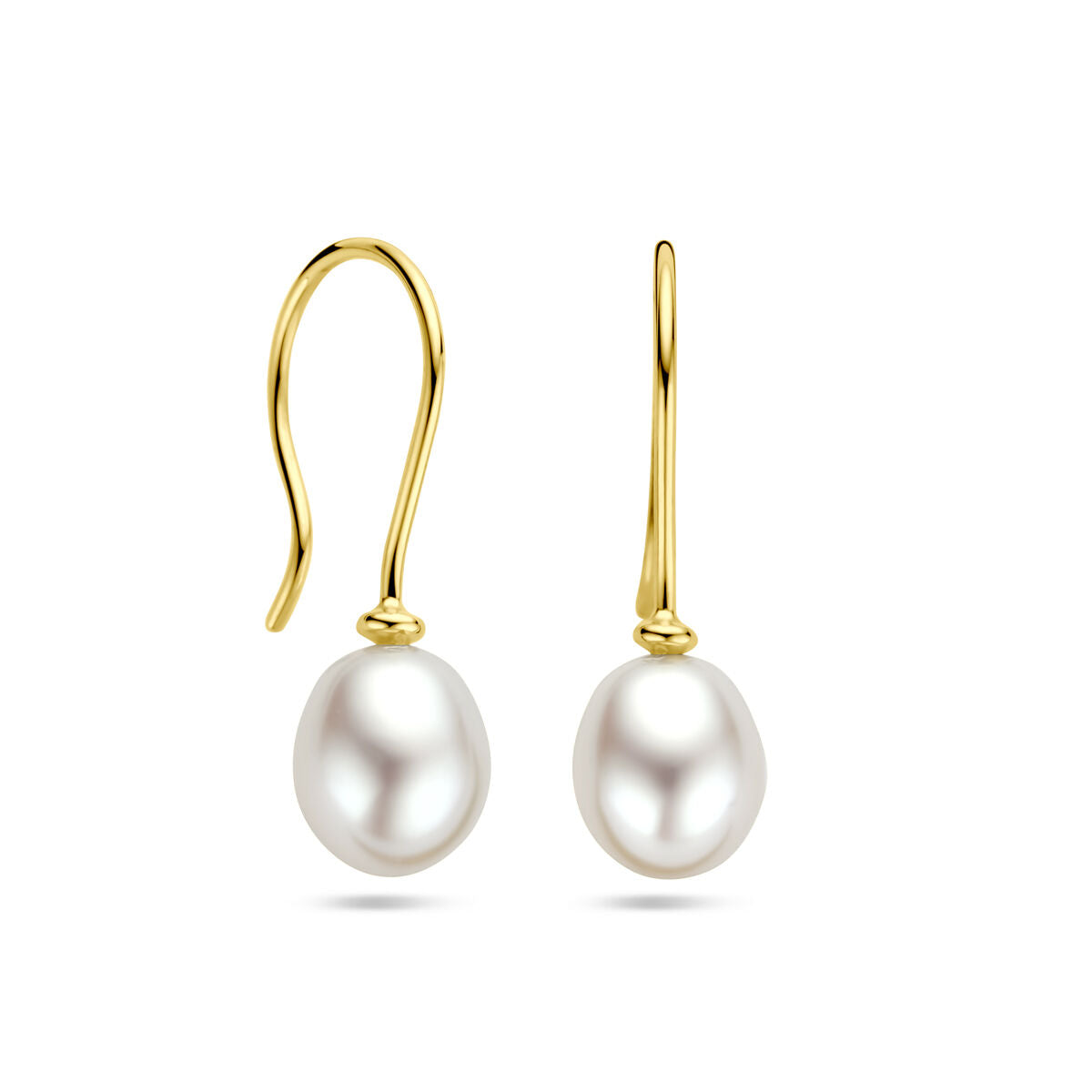Ohrhänger aus 14K Gelbgold mit weißen Perlen und französischem Hakenverschluss