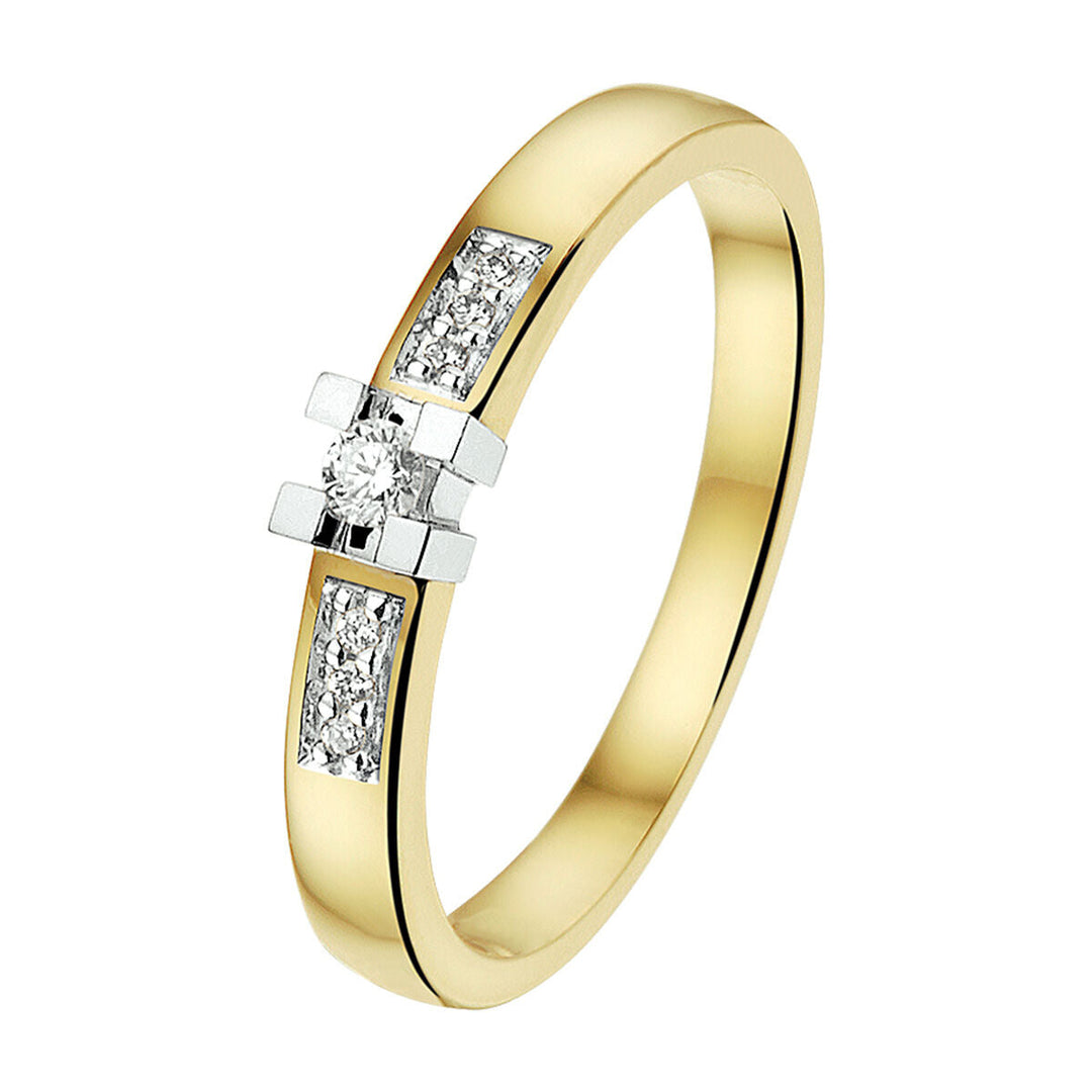 Ring Diamant 0,08 ct h si 14K Bicolor-Gold gelb/weiß