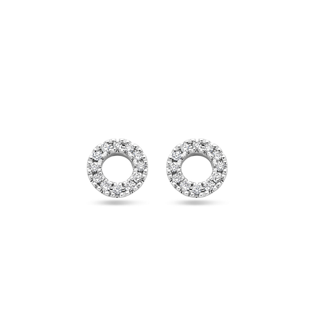 Ohrstecker aus 14K Weißgold mit 0,07 ct Diamanten, rund und mit funkelndem Pavé-Design