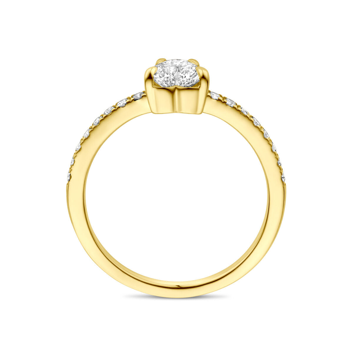 Ring laborgezüchteter Diamant 0,665ct H SI 14K Gelbgold