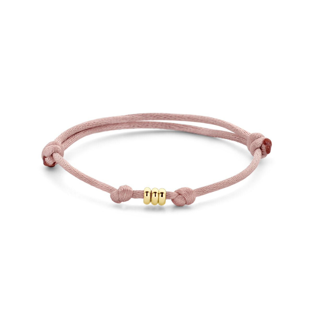 Armband aus satin in zartem Rosa mit 14K goldener Perle und verstellbarem Gummi- oder Nylonband
