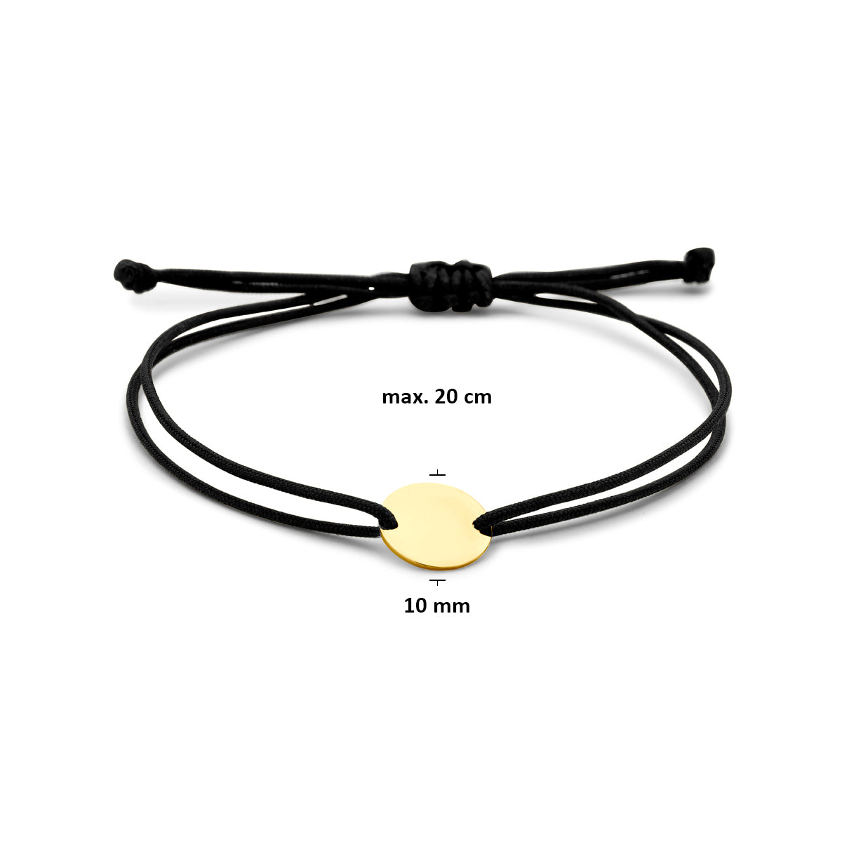 9k graveerarmband rondje polyester zwart max. 20 cm 9K rubber/nylon/leer