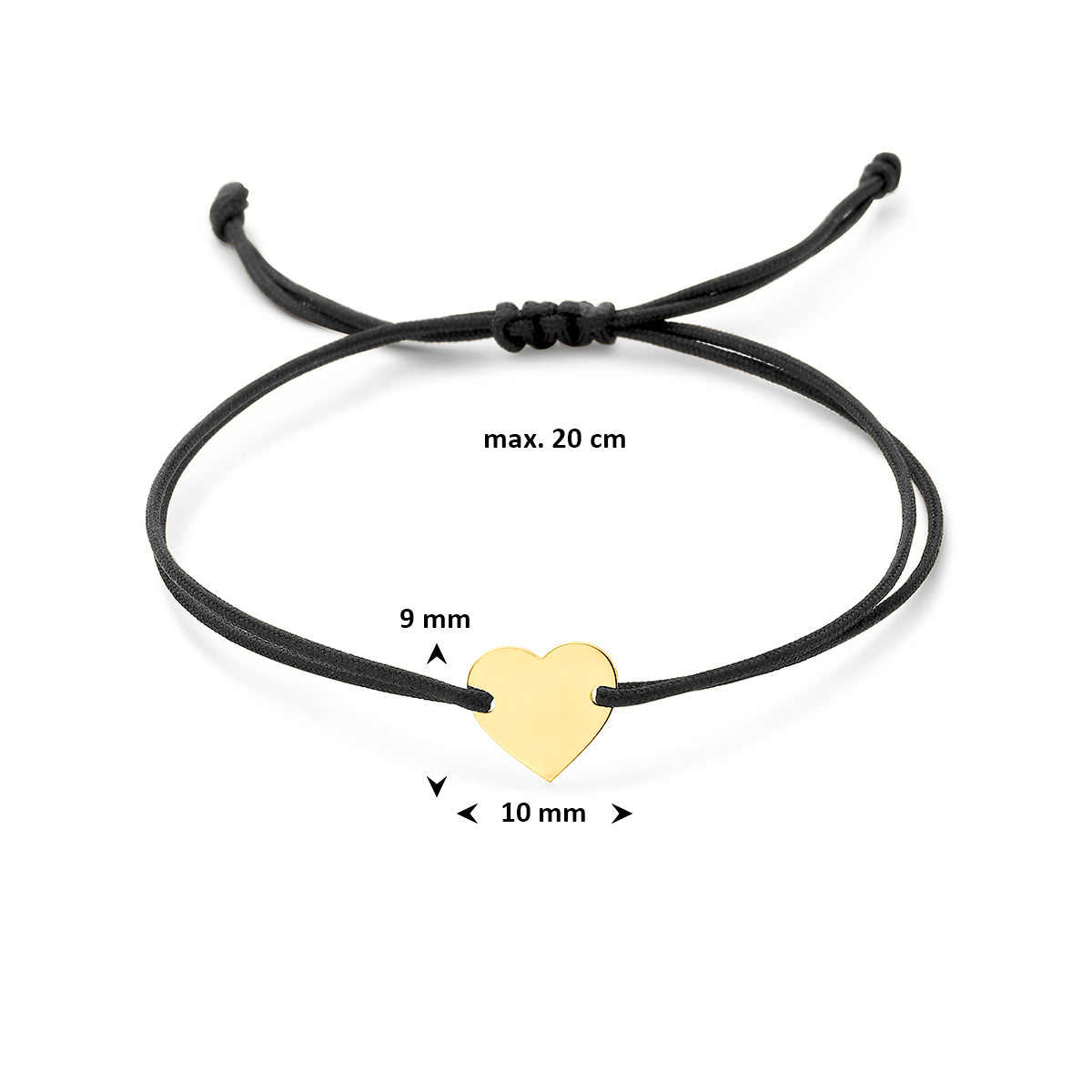 9k graveerarmband hartje zwart 9K