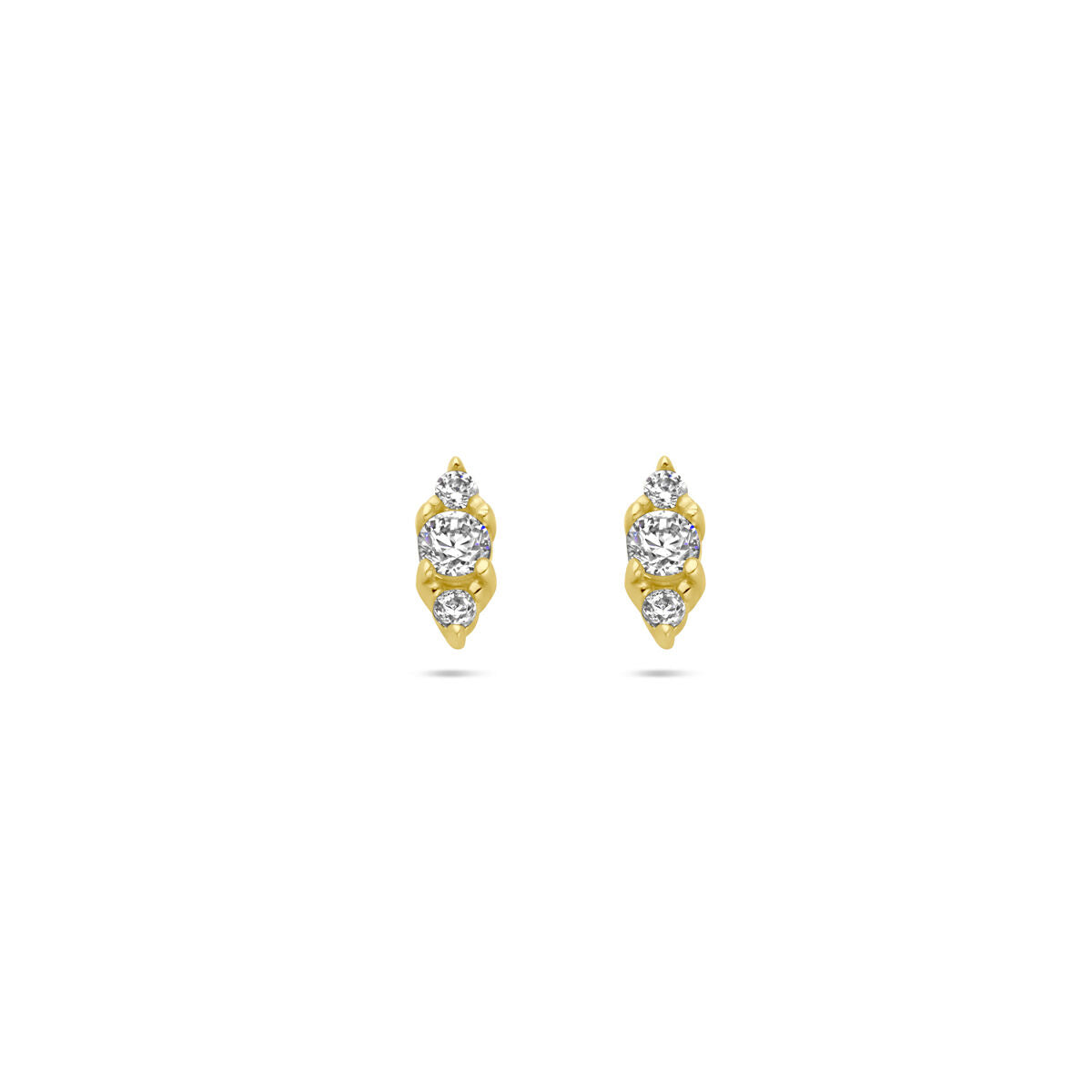Ohrstecker aus 14K Gelbgold mit Zirkonia in blumiger Form