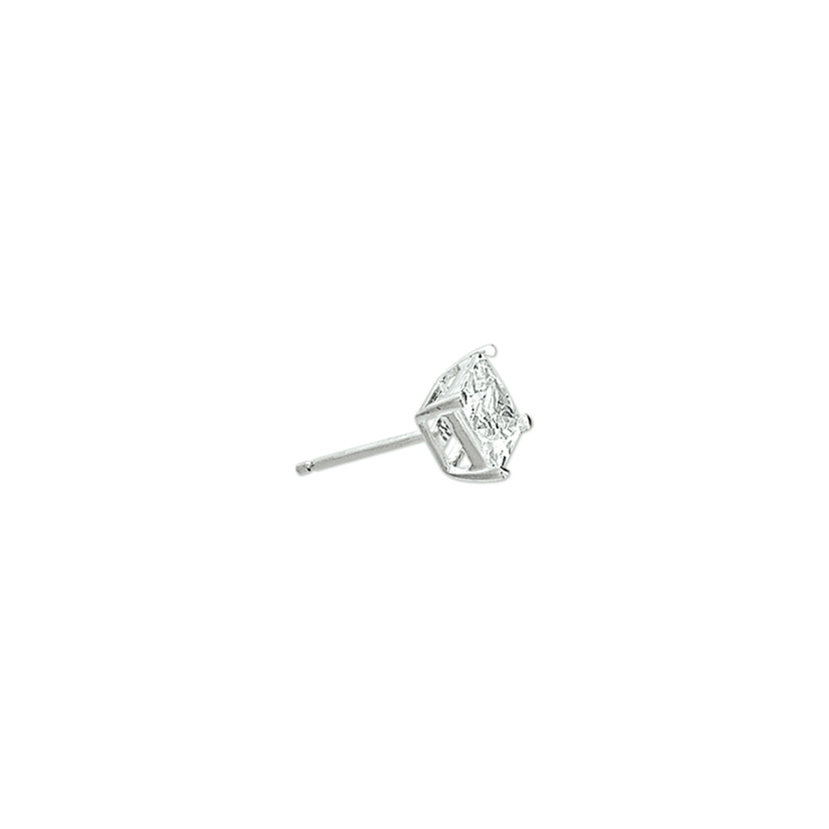 De Van der Kooij Collectie oorknoppen zirkonia zilver gerhodineerd hebben een vierkant geslepen zirkonia in een vierpoots setting, ideaal voor dames sieraden en gepresenteerd op een witte achtergrond.