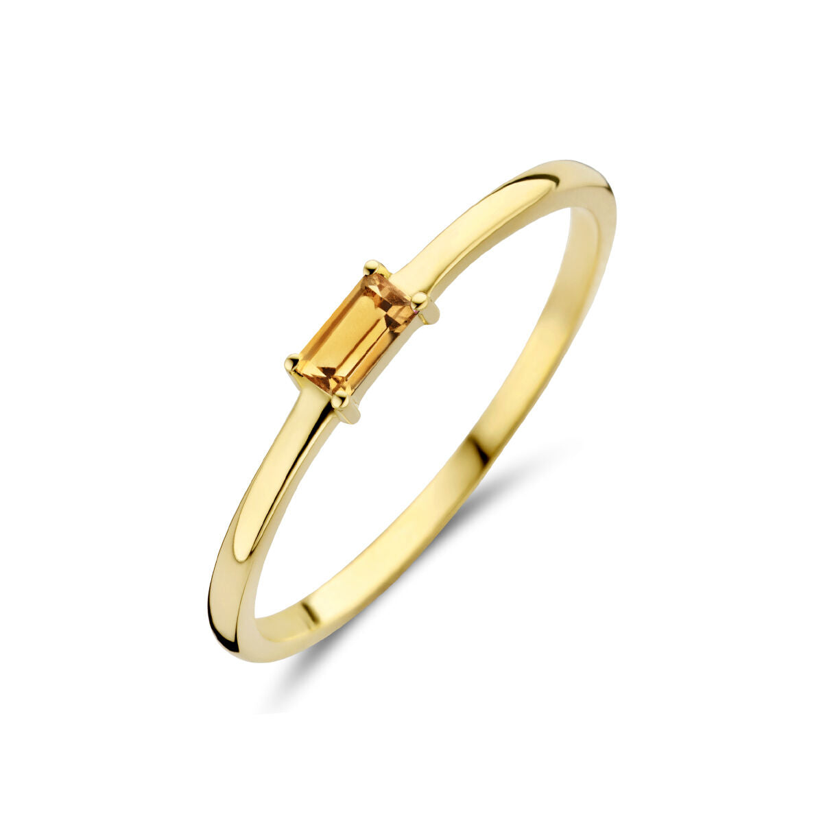Ring aus 14K Gelbgold mit rechteckigem Citrin als Geburtsstein für November