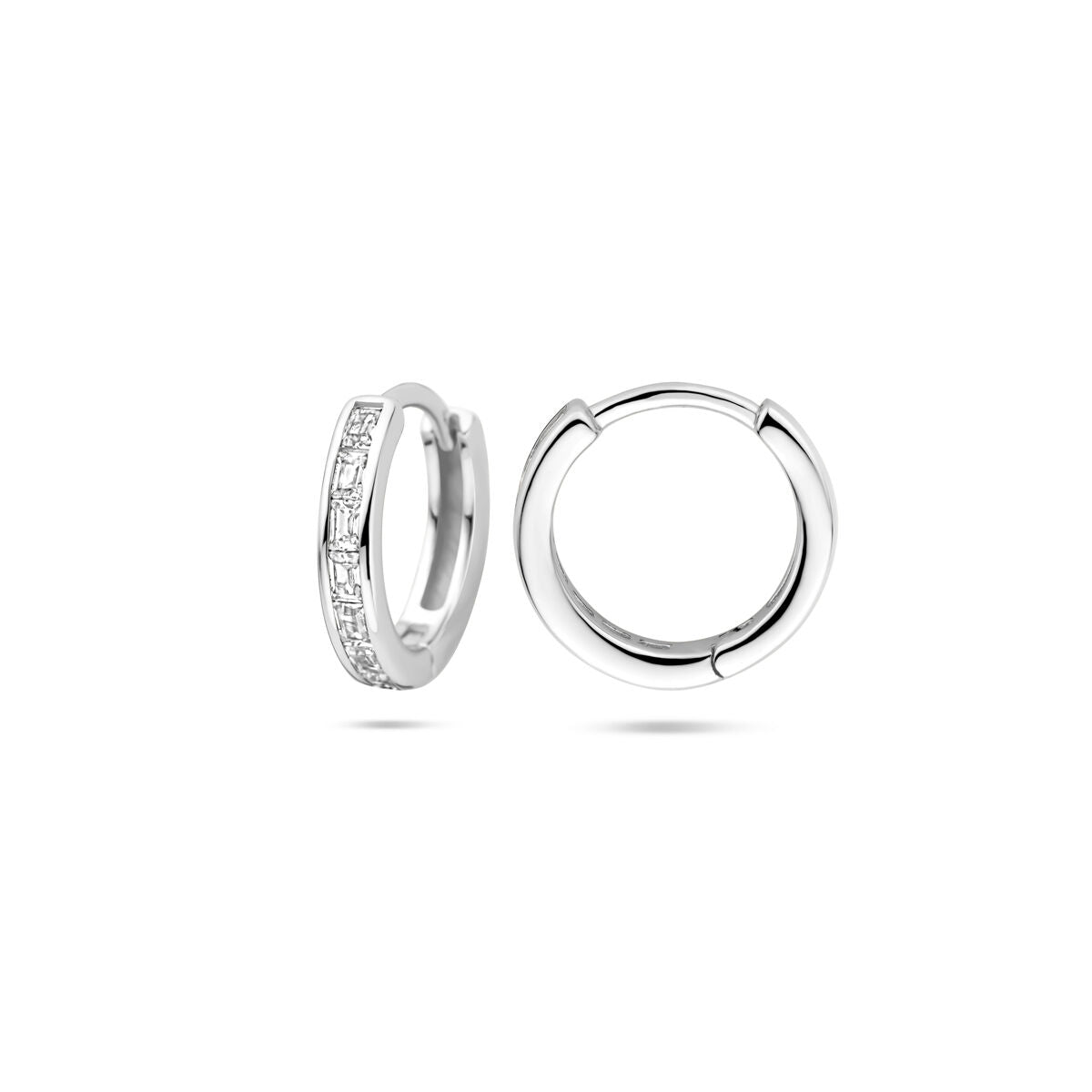 Klappcreolen Zirkonia 12 mm Silber rhodiniert