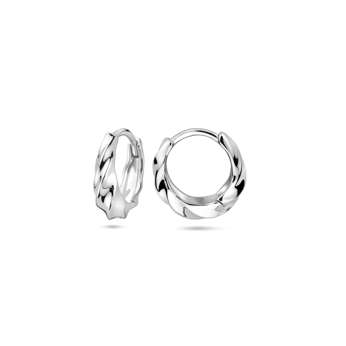 Klappcreolen gedreht 13 mm Silber rhodiniert