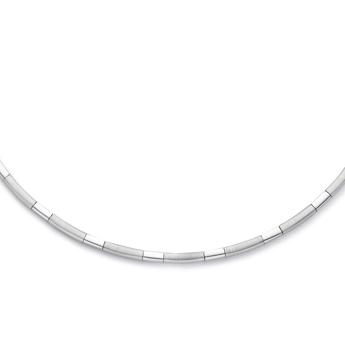Collier Choker aus rhodiniertem Silber mit polierter und matter Oberfläche, 3,3 mm breit, 43 cm lang