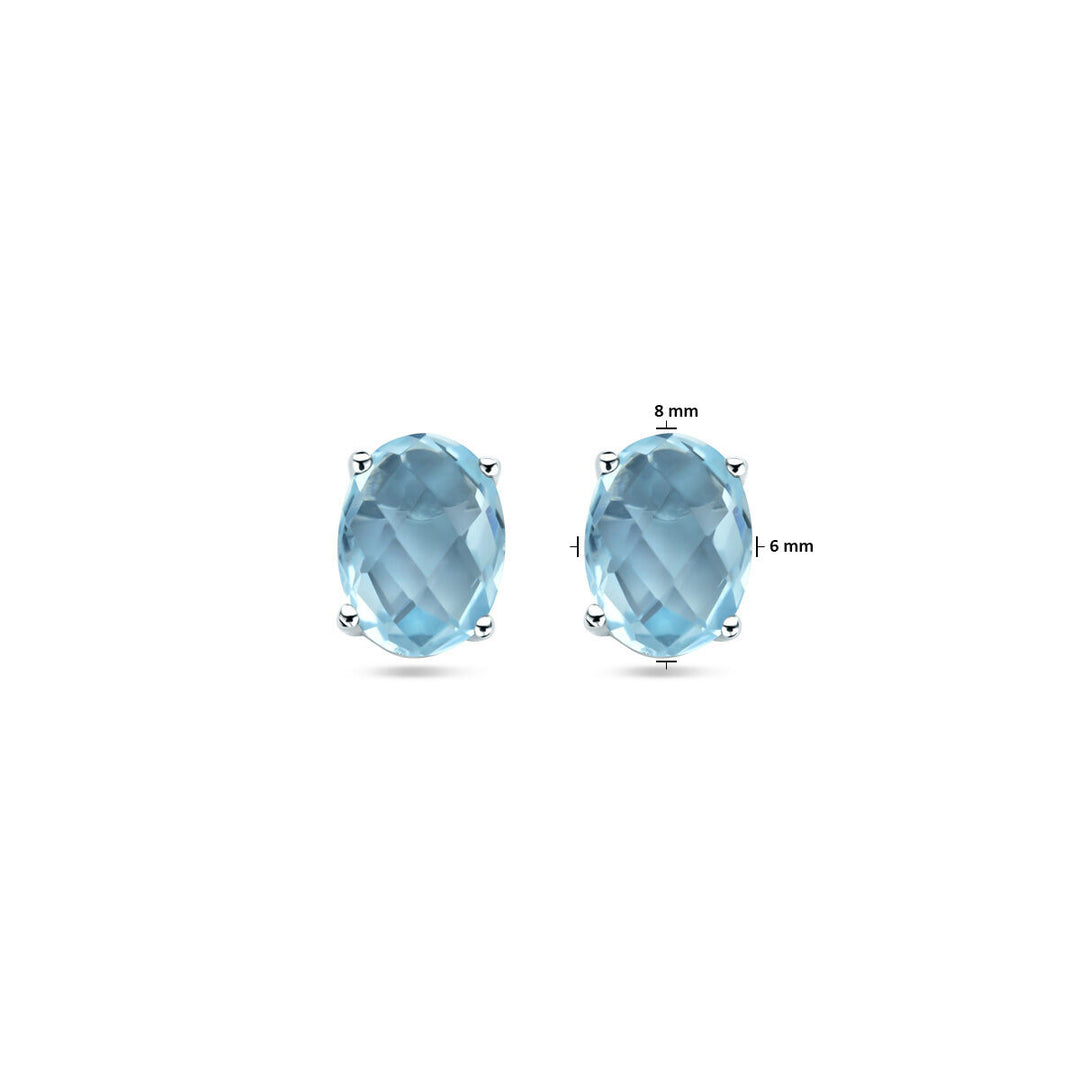 Ohrstecker Blautopas Silber rhodiniert