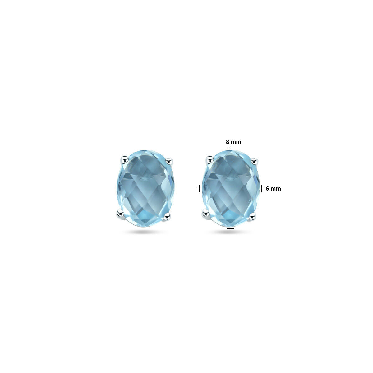 Ohrstecker Blautopas Silber rhodiniert