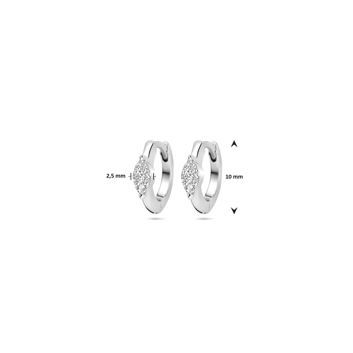 Klappcreolen Zirkonia 10 mm Silber rhodiniert