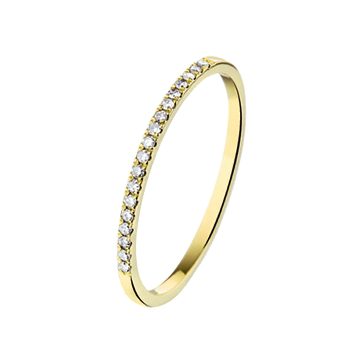 Ring aus 14K Gelbgold mit 0,09 ct Diamanten in einer Reihe angeordnet