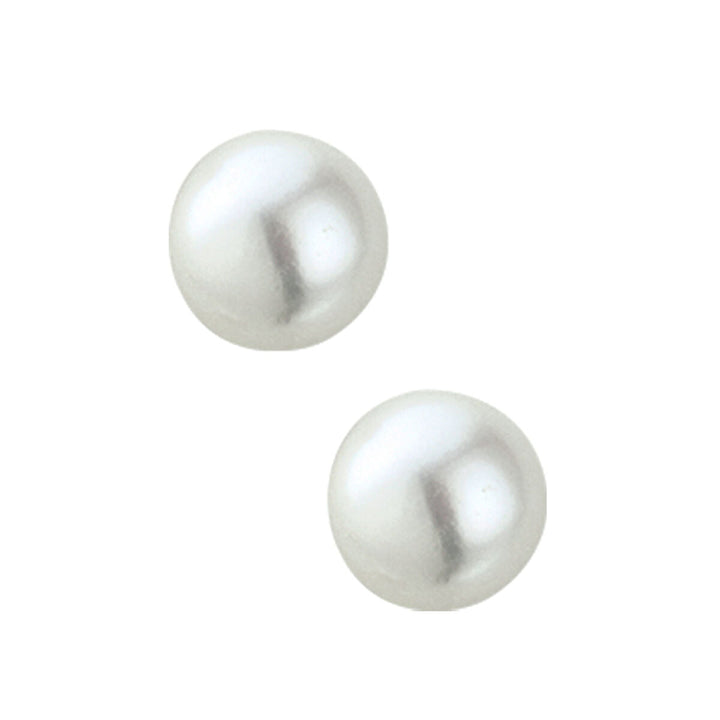 De Van der Kooij Collectie oorknoppen parel 14K geelgoud zijn voorzien van twee ronde, witte zoetwaterparels met een glad, glanzend oppervlak, afgebeeld op een effen witte achtergrond.