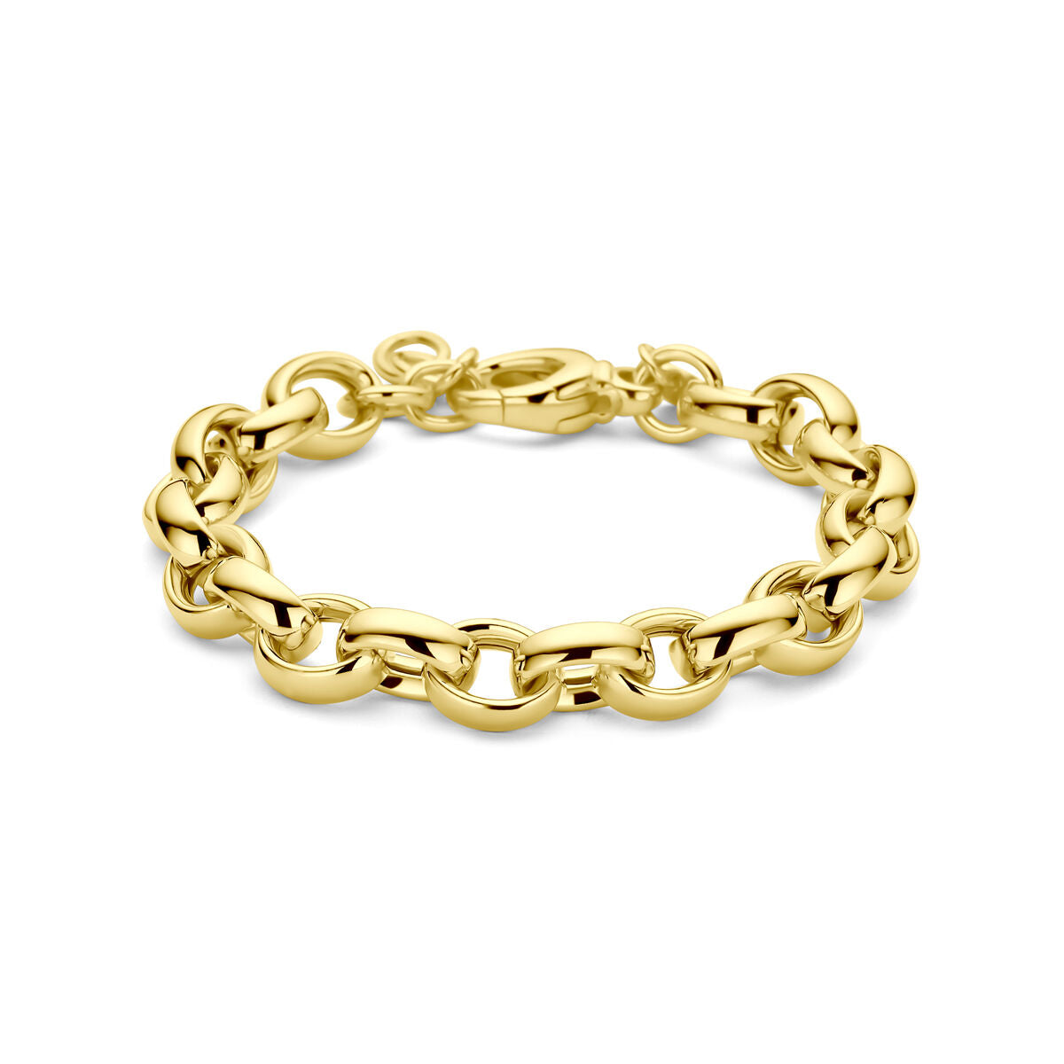 Armband aus ovalem Jasseron mit vergoldetem Silber in Gelb, 19,5 cm lang und 9,5 mm breit
