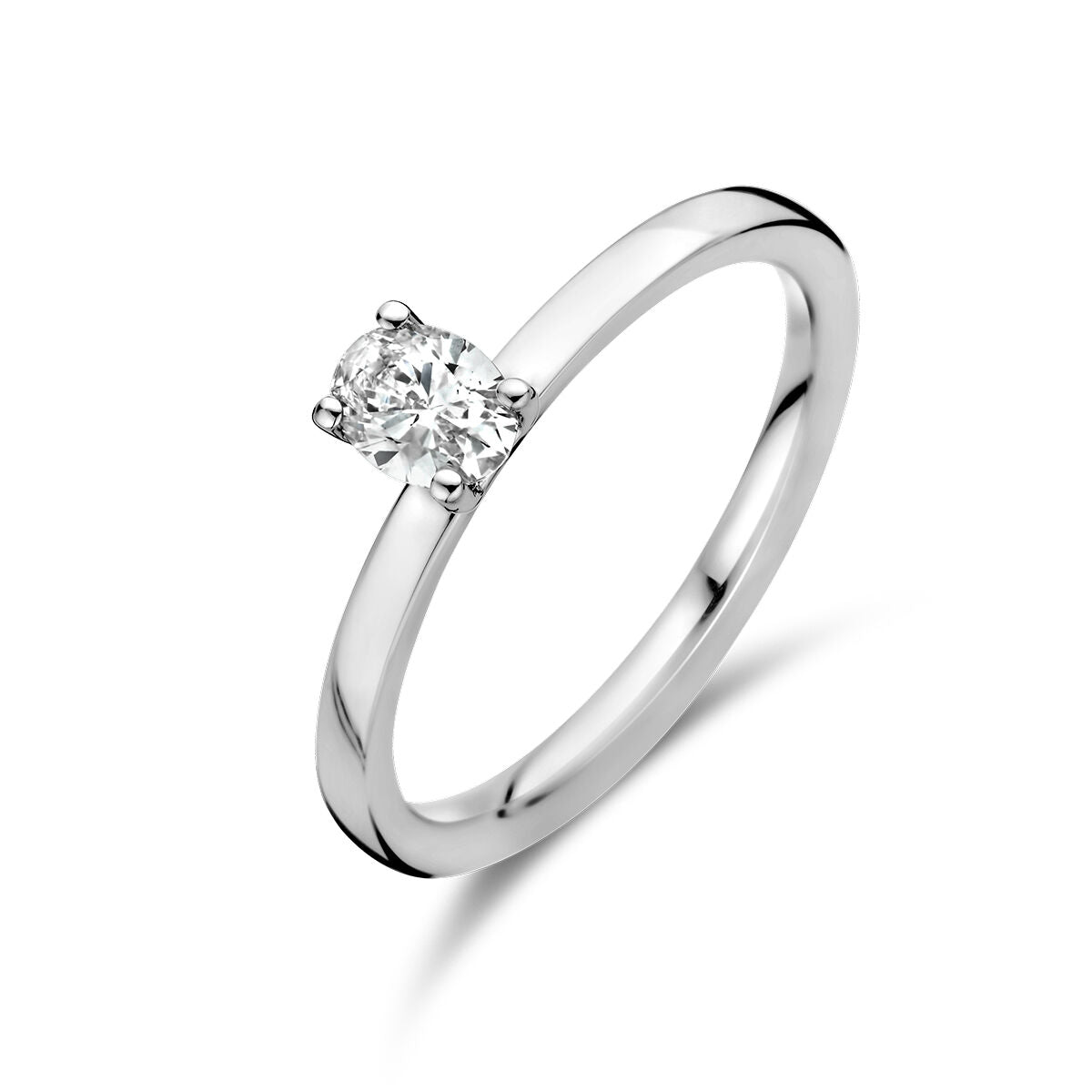 Platinerring mit 0,30 ct Diamant, schlichtes Design und polierte Oberfläche
