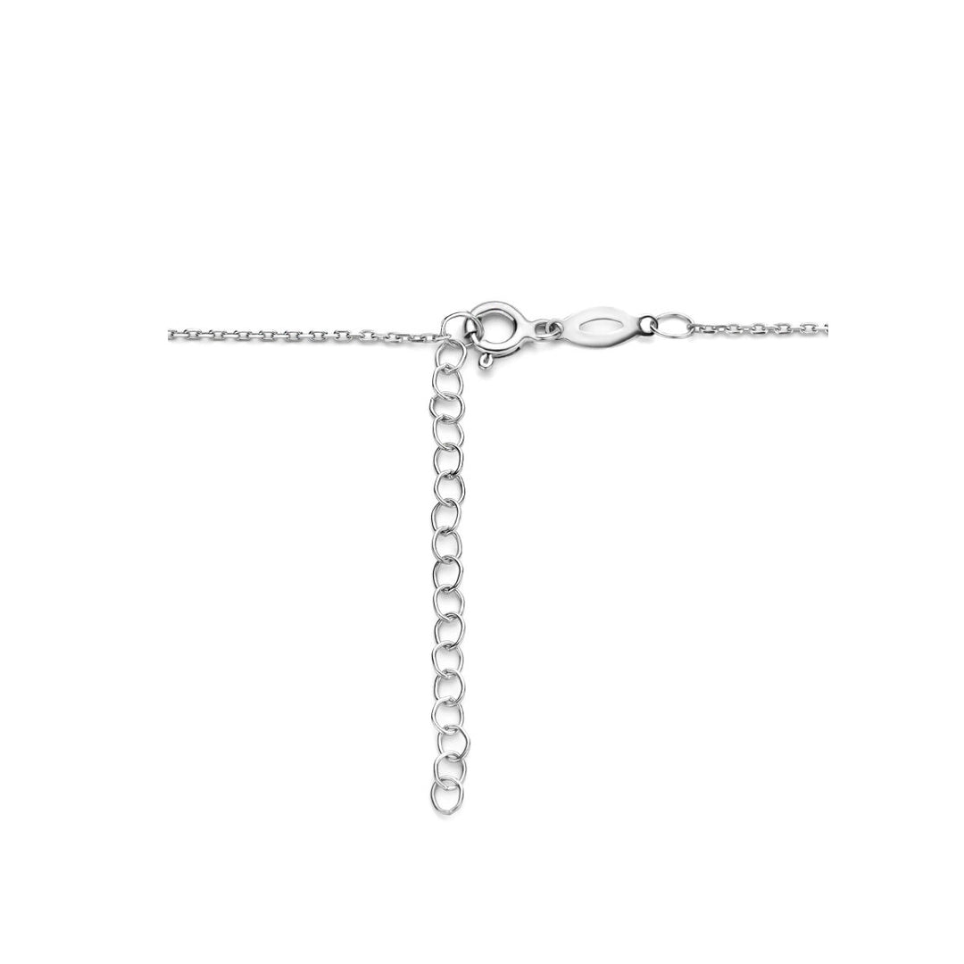 Zirkonia-Halskette 41 + 4 cm Halo-Silber rhodiniert