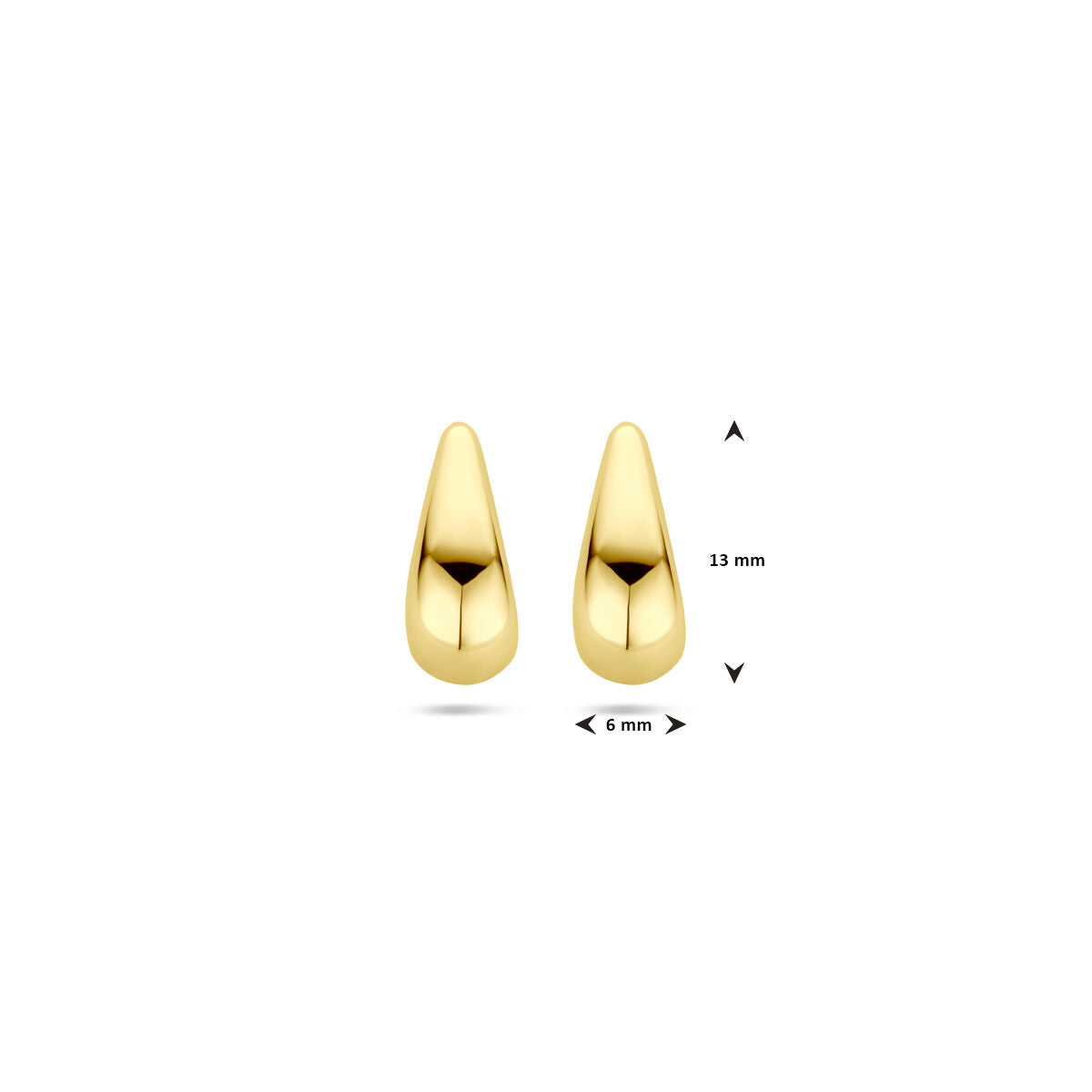 Ohrstecker Tropfen 13 mm 14K Gelbgold