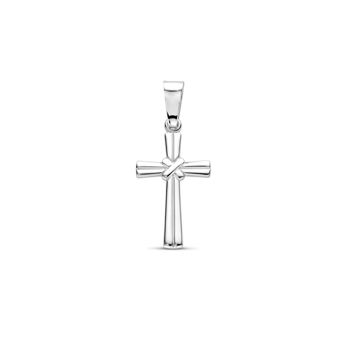 Hänger in Form eines 26 mm großen Kreuzes aus rhodiniertem Silber