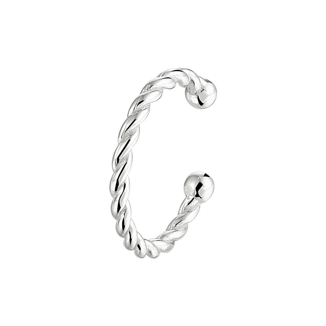 Ohrklemme aus gedrehtem, rhodiniertem Silber