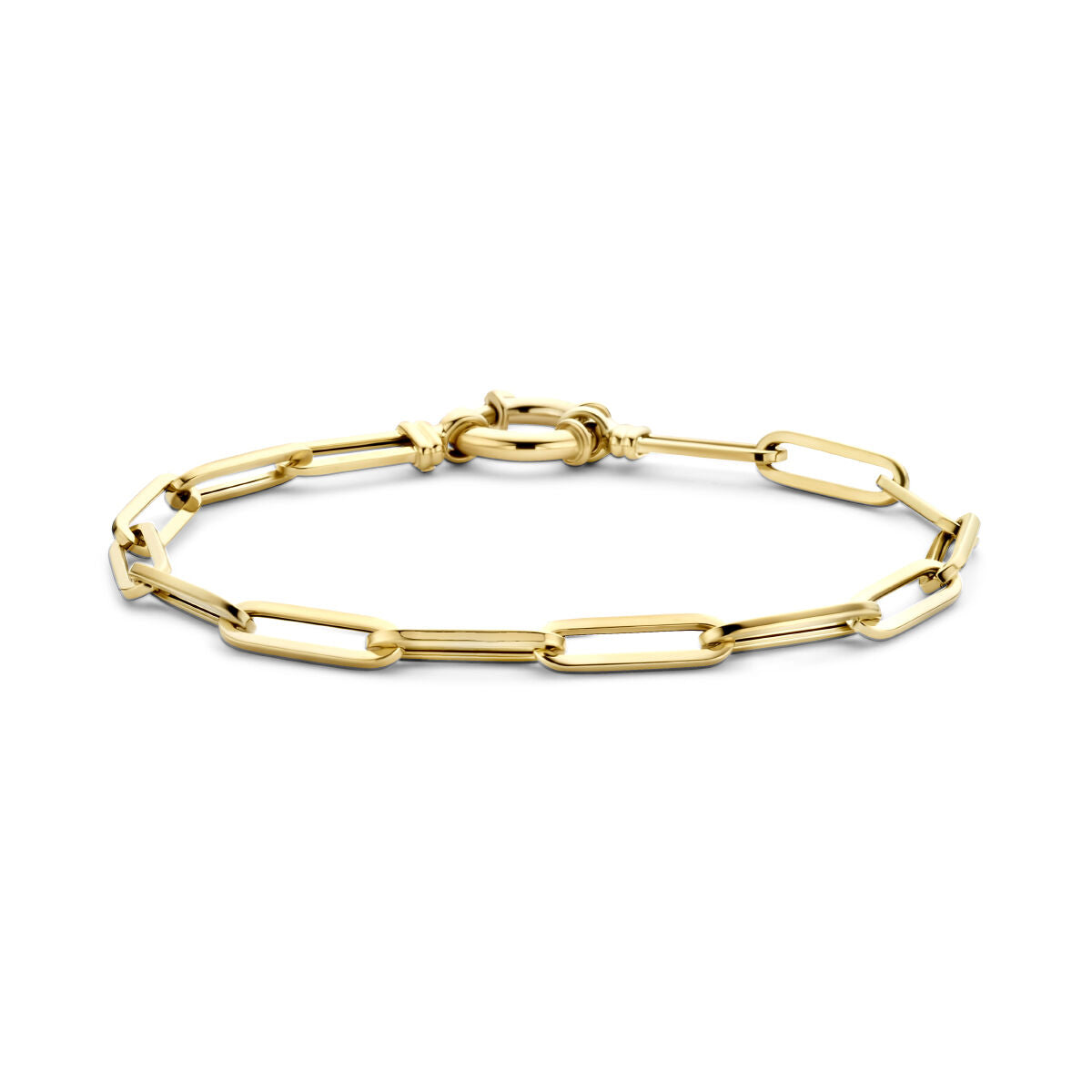 Goldenes Damenarmband aus 14K mit Paperclip-Design und großem Karabinerverschluss