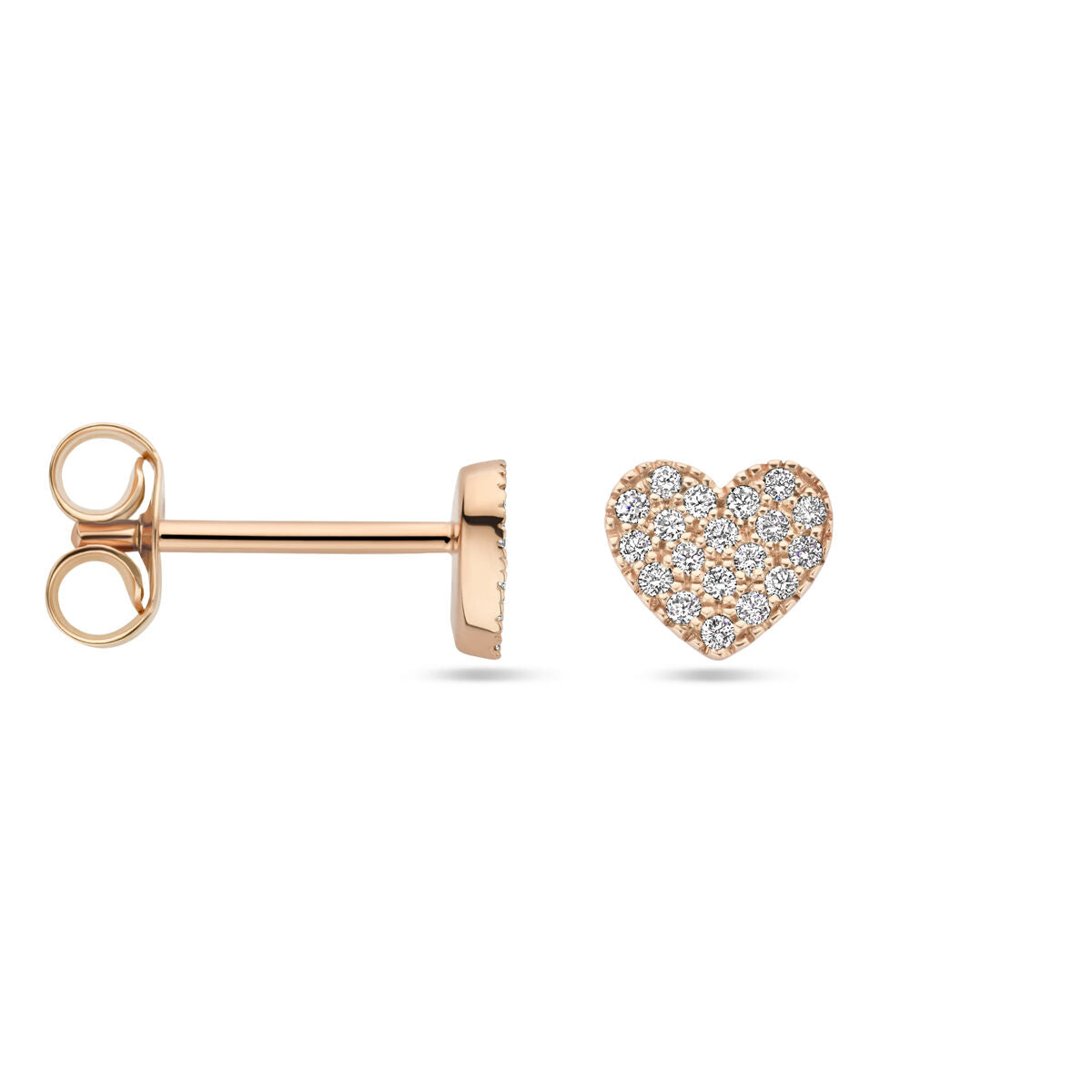 Ohrstecker Herz Diamant 0.11ct (2x 0.055ct) H SI 14K Roségold
