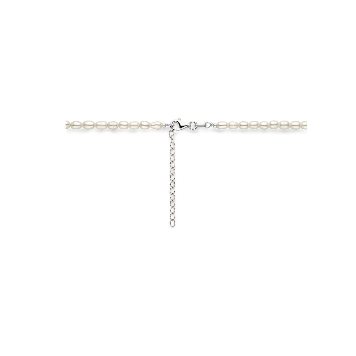 Halskette Perle 3,8 mm 50 + 5 cm Silber rhodiniert