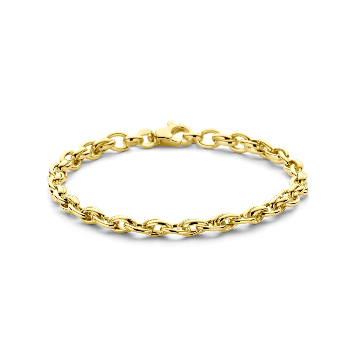 Armband aus 14K Gold mit geschwungenen Gliedern und Karabinerverschluss