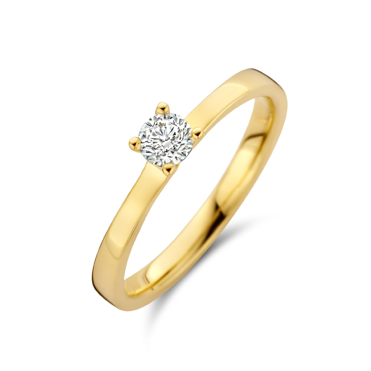 Ring aus 14K Gelbgold mit einem 0,25 ct Diamanten in runder Fassung