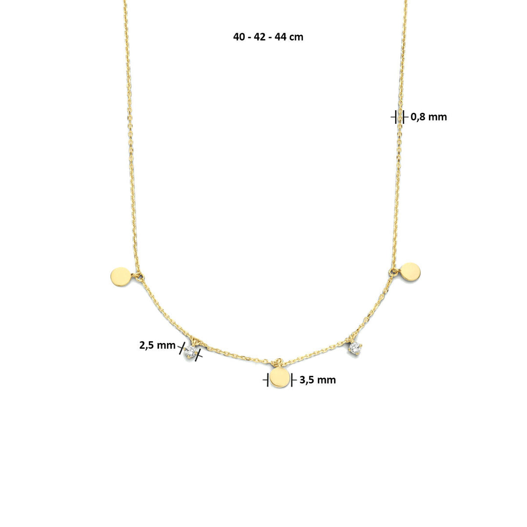 Halskette runder Zirkonia 40 - 42 - 44 cm 14K Gelbgold