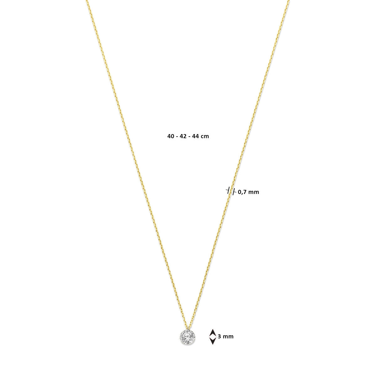 Halskette Lab Grown Diamant 0,7 mm 40 - 42 - 44 cm 0.25ct G SI 14K Gelbgold