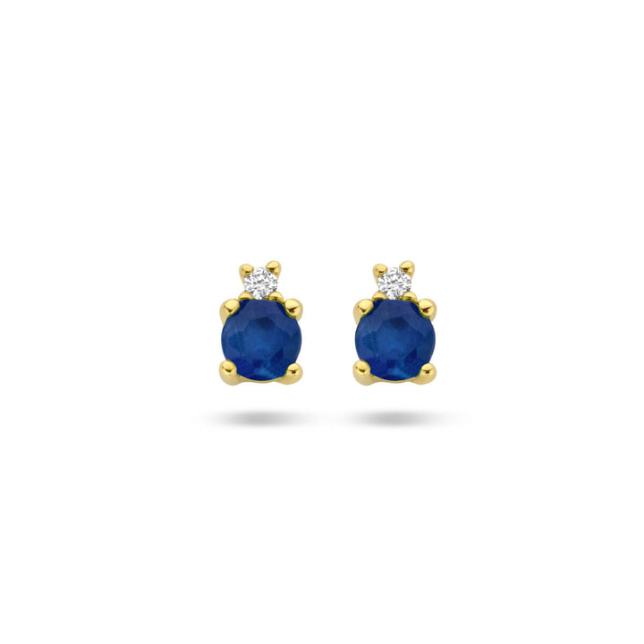Ohrstecker Saphir und Diamant 0,015 ct (2x 0,0075 ct) h p1 14 K Gelbgold