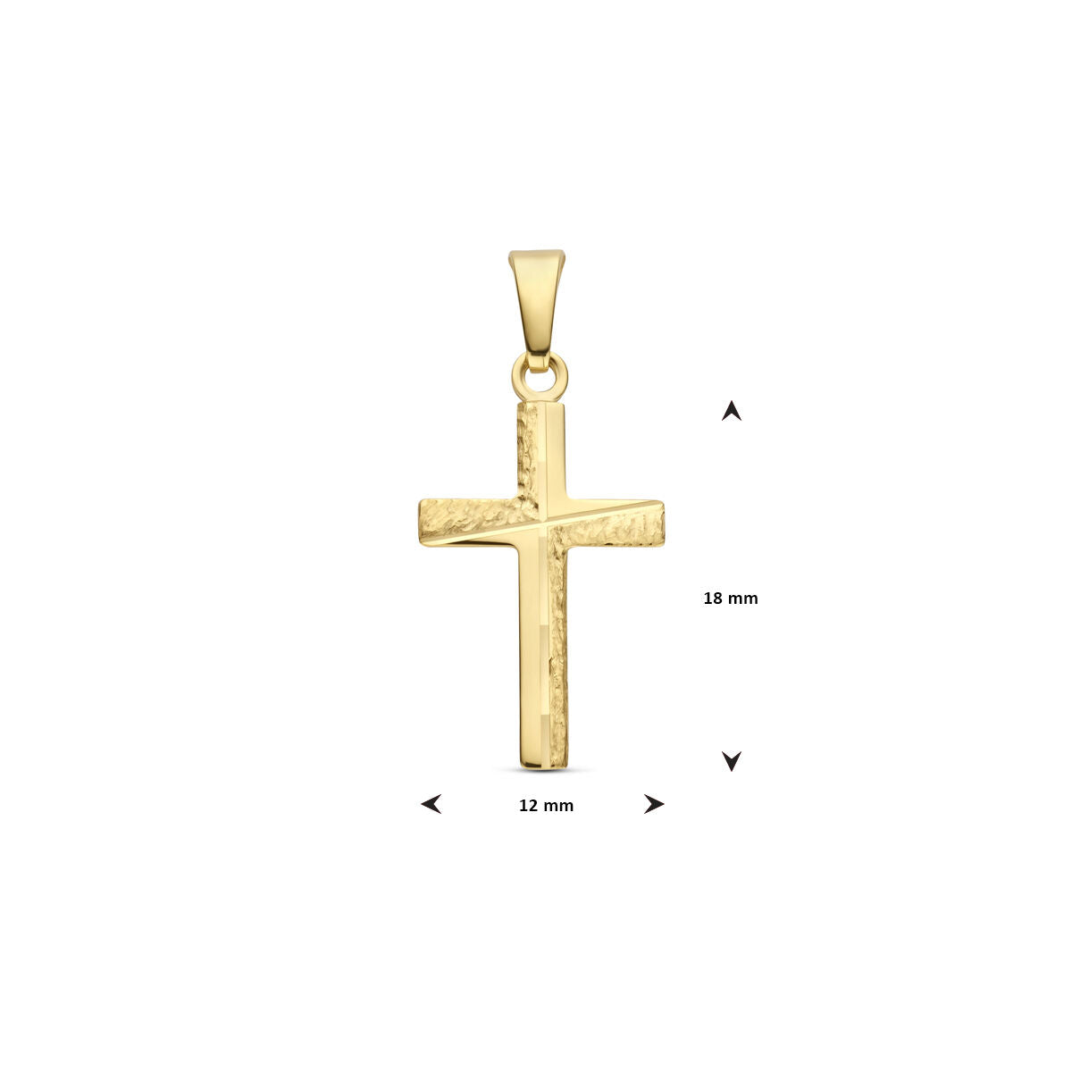 Anhänger Kreuz gehämmert 18 mm 14K Gelbgold