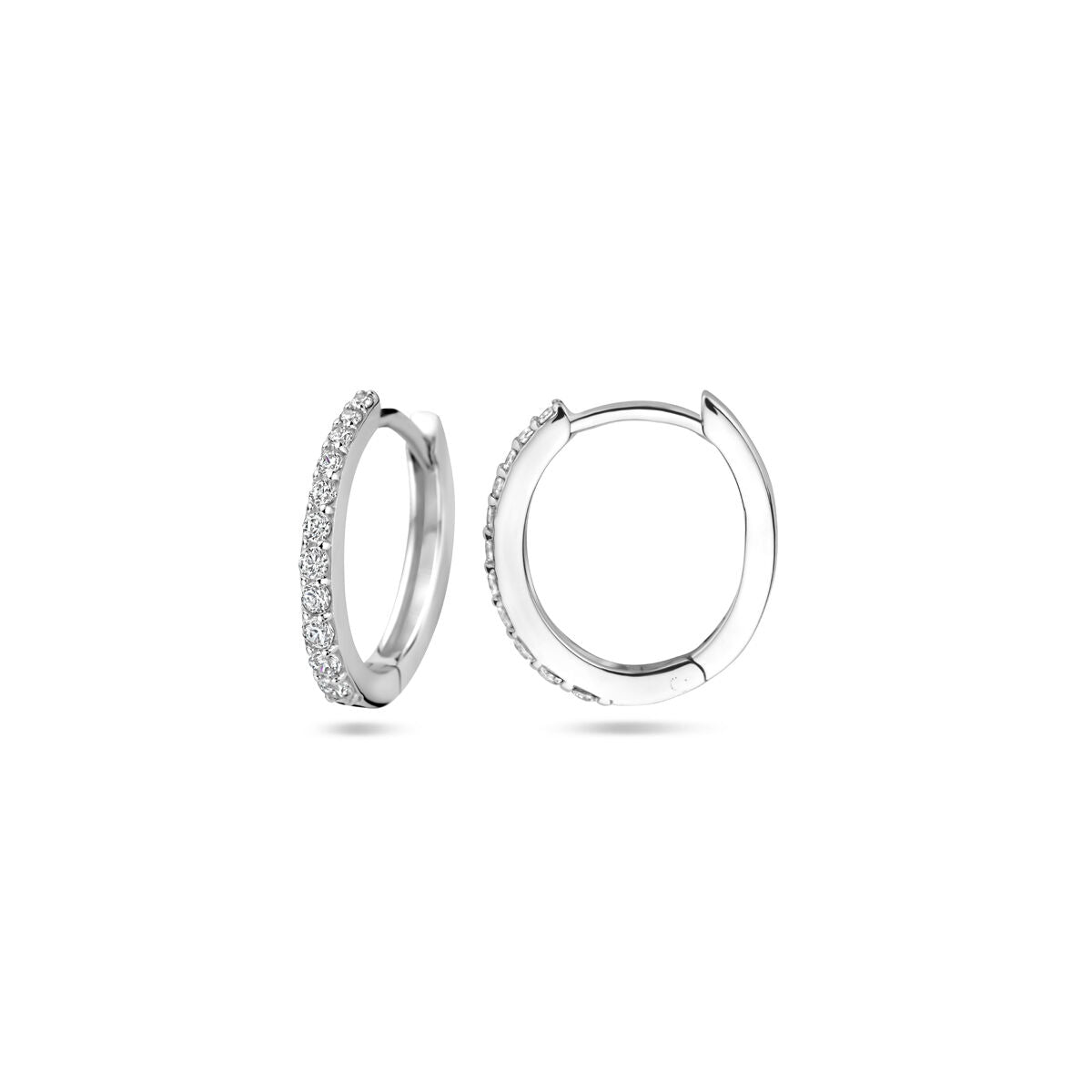 Klappcreolen Zirkonia 14 mm Silber rhodiniert