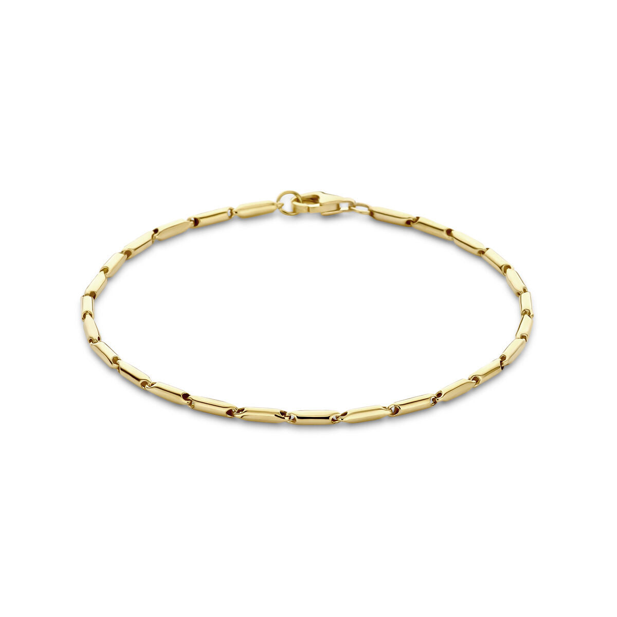 Armband aus 14K Gelbgold mit 1,9 mm breiten, länglichen Gliedern und Karabinerverschluss