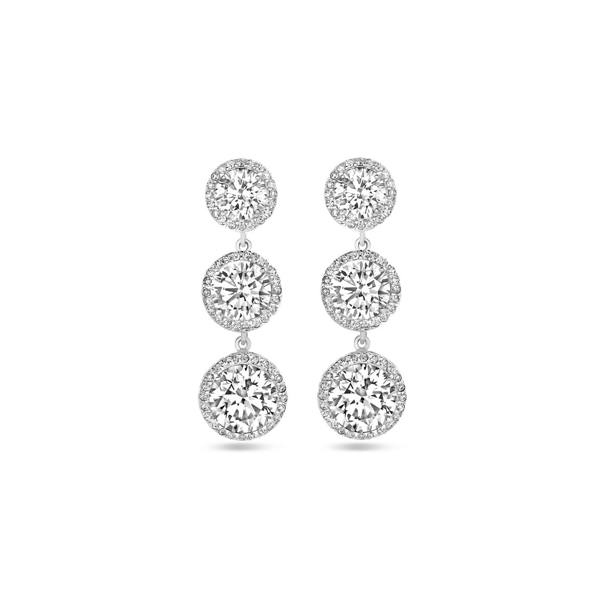 Ohrhänger Zirkonia 20 mm rhodiniert Silber