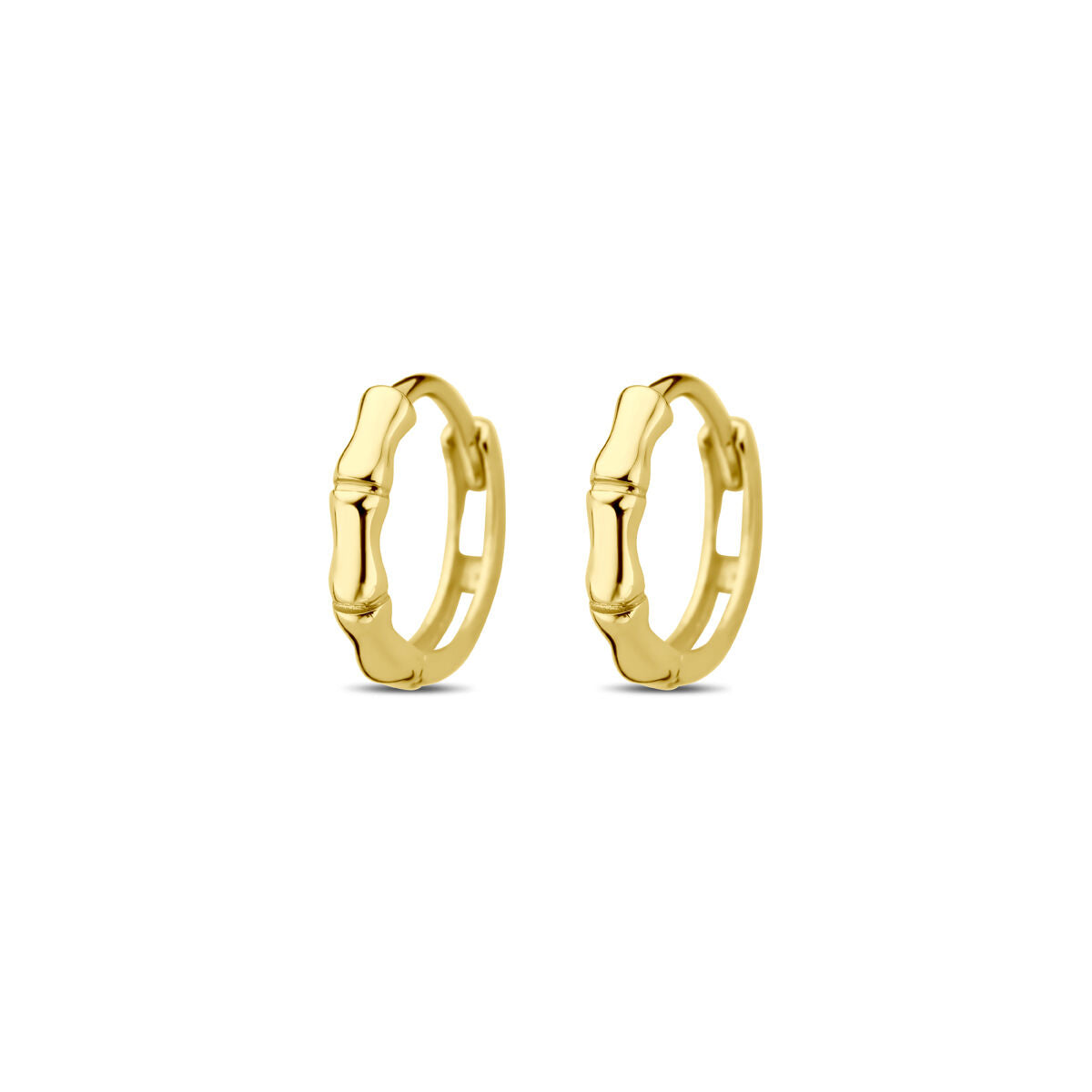 Klapp-Ohrringe aus 14K Gelbgold mit einem Durchmesser von 9,5 mm und strukturiertem Design