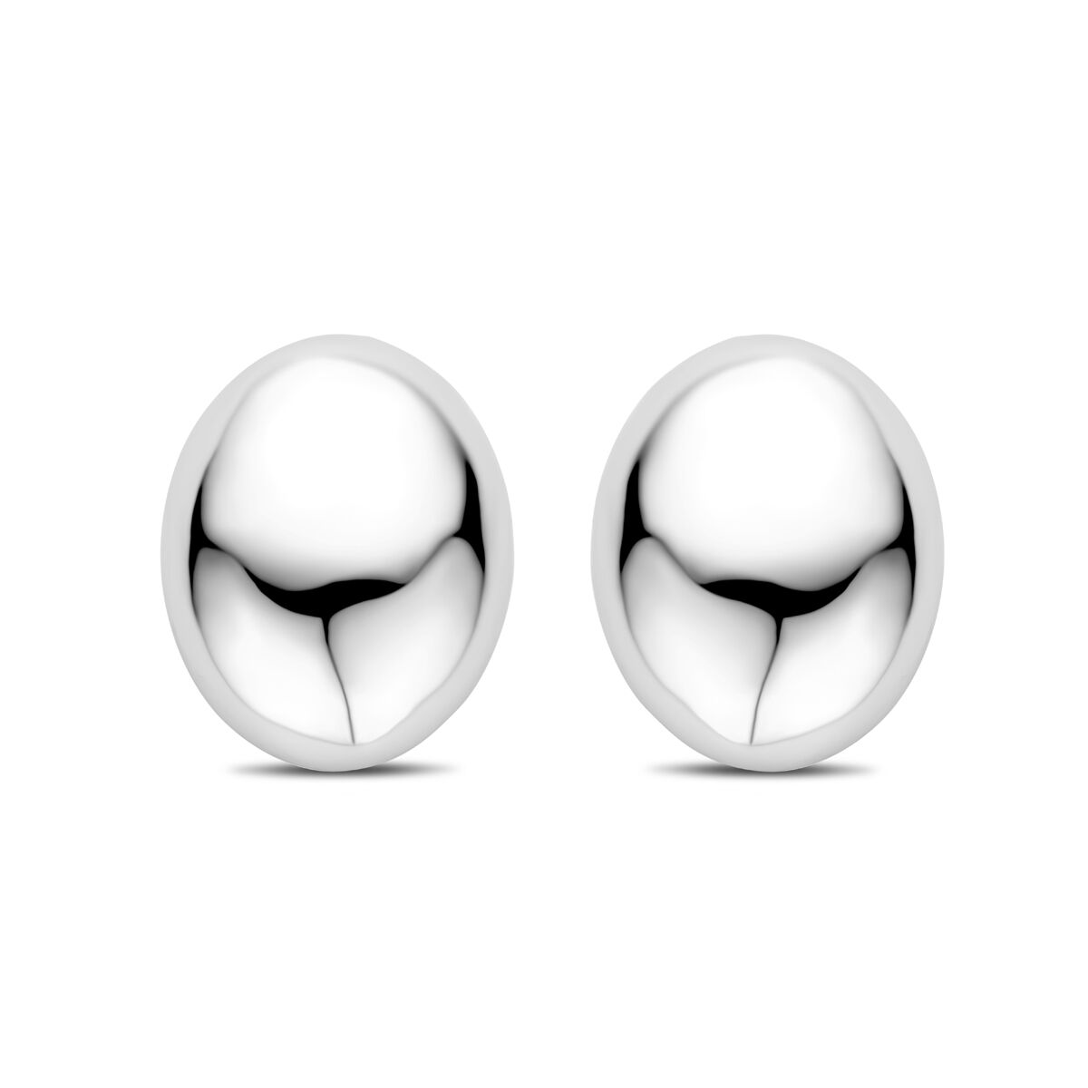 Ohrstecker aus rhodiniertem Silber in ovaler Form mit glänzender Oberfläche
