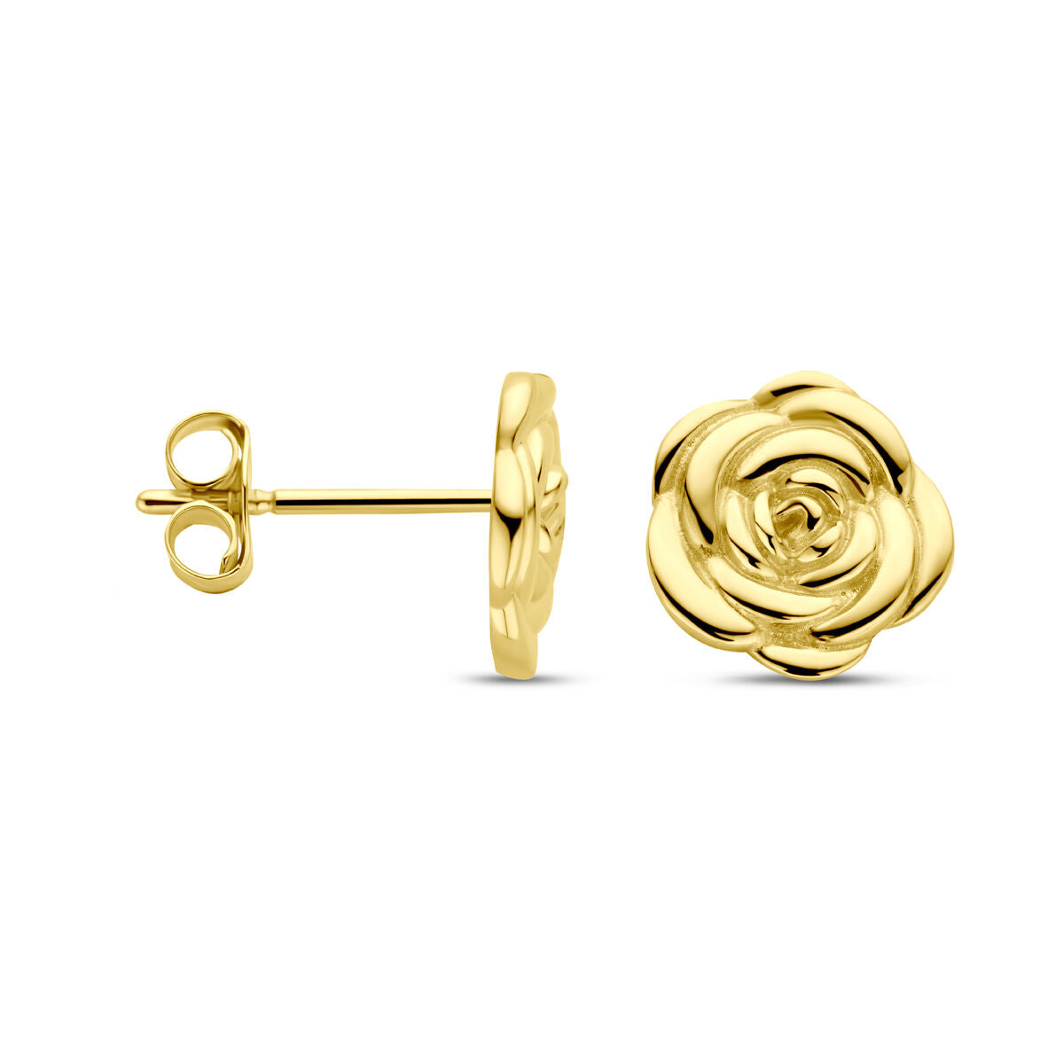 Ohrstecker Rose 8 mm 14K Gelbgold