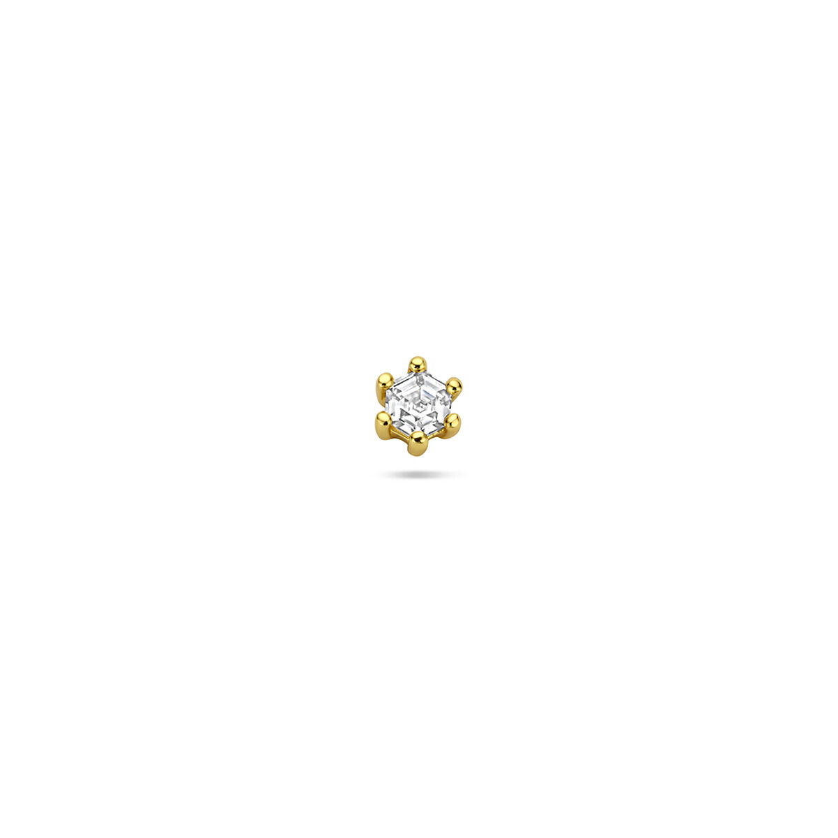 Vergoldetes Silber-Flat-Back-Piercing mit 4 mm Zirkonia in runder Form