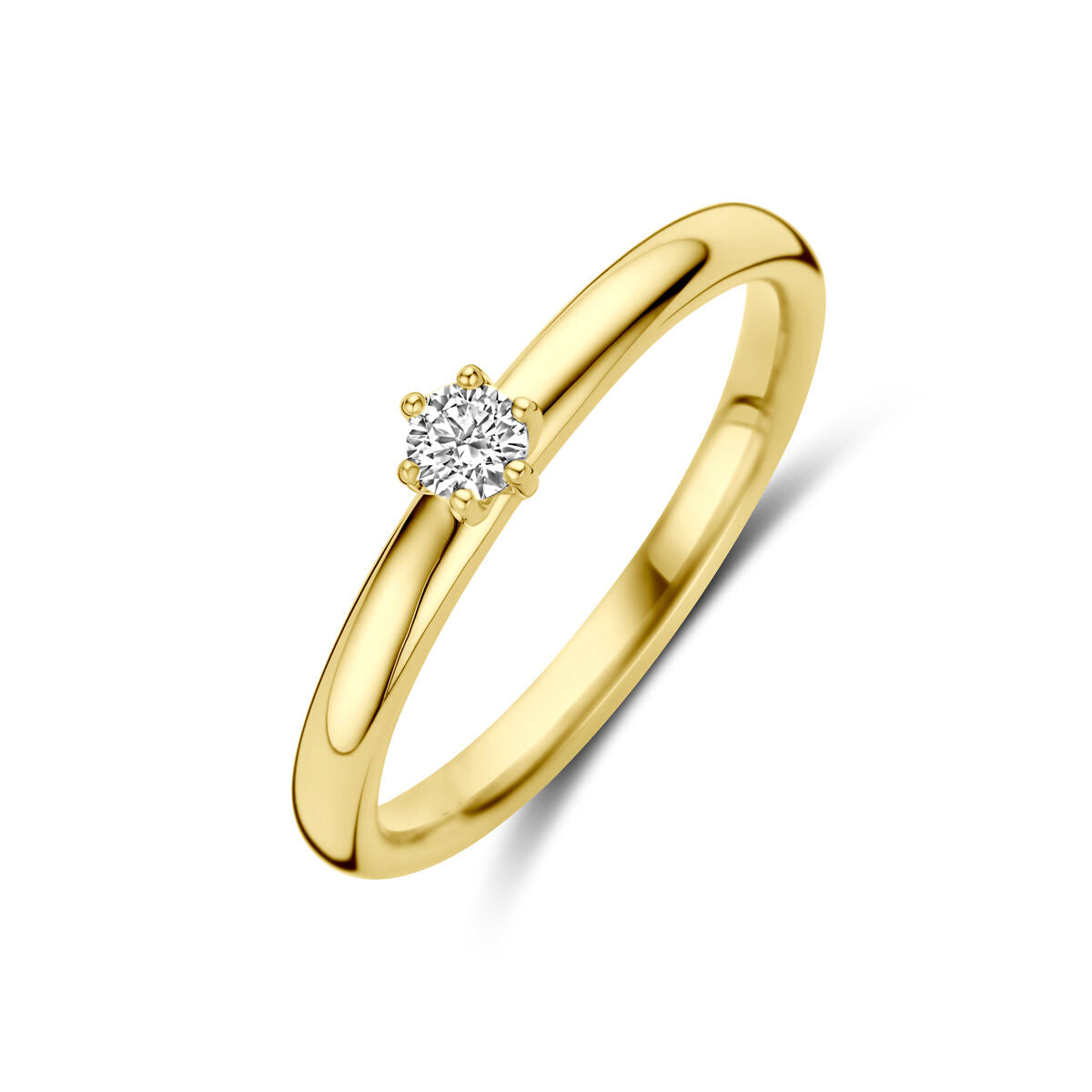 Verlobungsring aus 14K Gelbgold mit einem 0,10 ct Diamanten in der Mitte