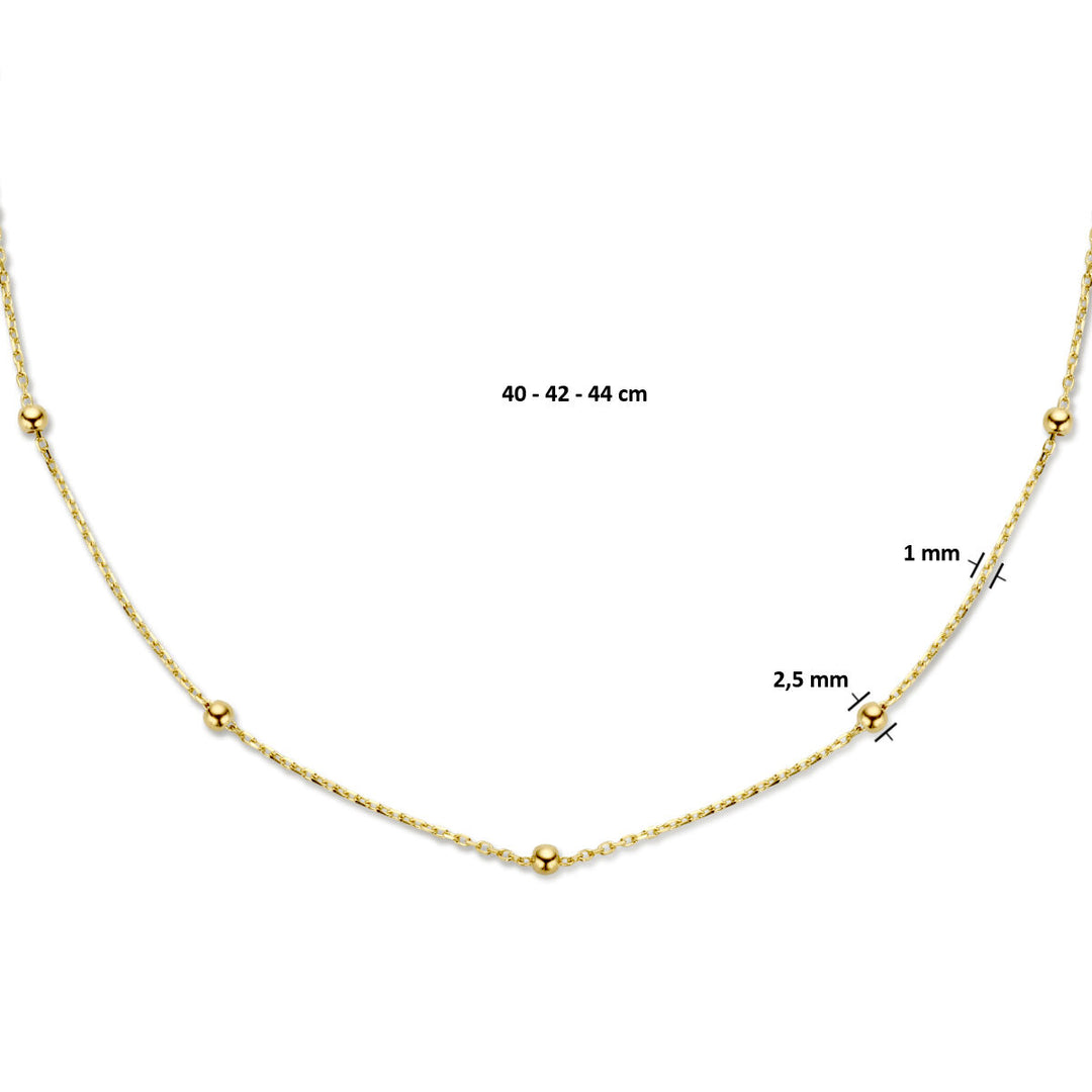 Halskette Kugeln 2,5 mm 40 - 42 - 44 cm 14K Gelbgold