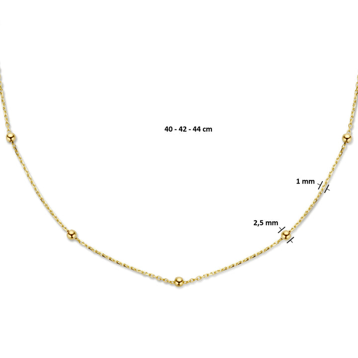 Halskette Kugeln 2,5 mm 40 - 42 - 44 cm 14K Gelbgold