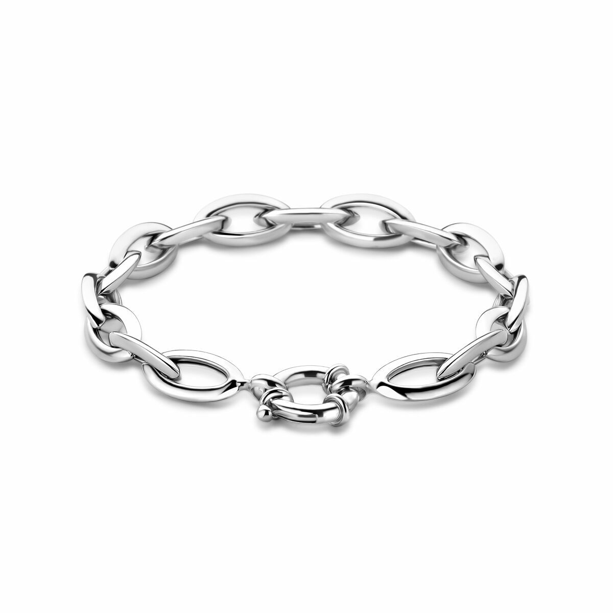 Armband aus rhodiniertem Silber mit Anker-Design und großem Karabinerverschluss, 20 cm lang