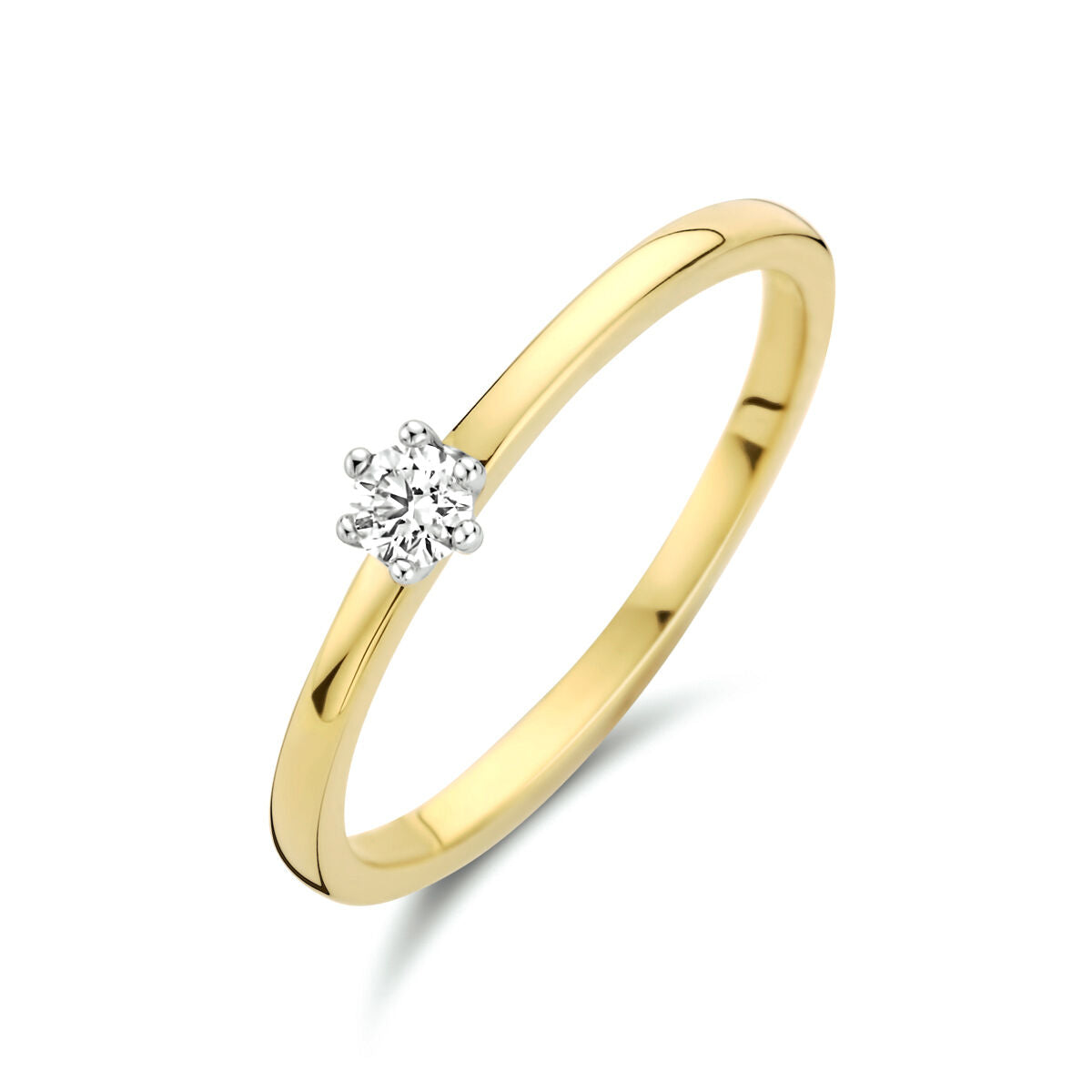 Ring aus 14K bicolor Gold mit einem 0,10 ct Diamanten in der Mitte