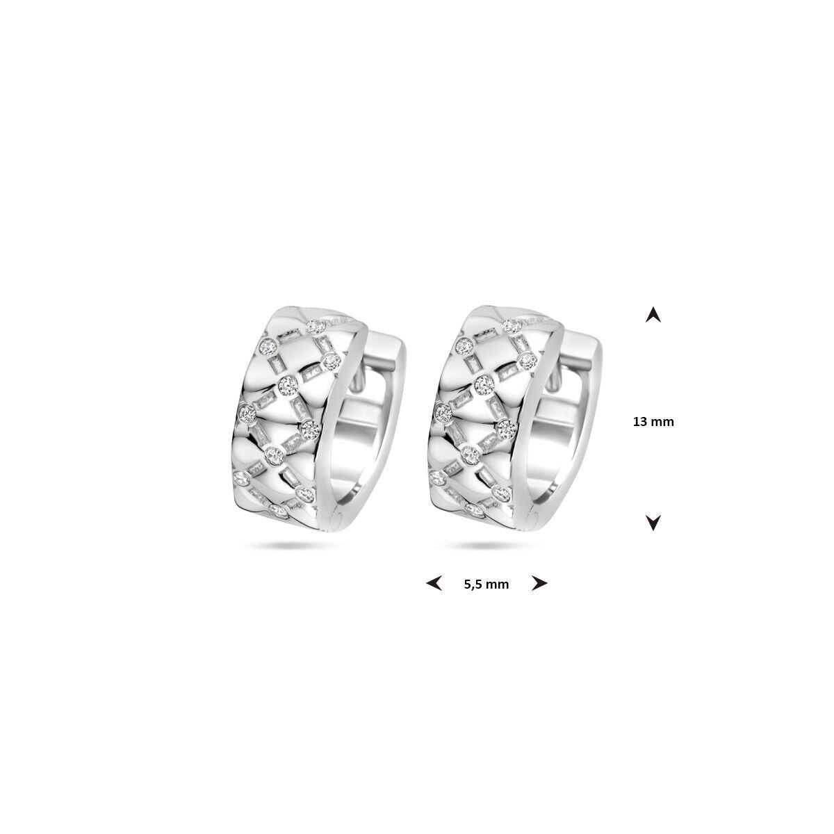 Klappcreolen Zirkonia 13 mm Silber rhodiniert
