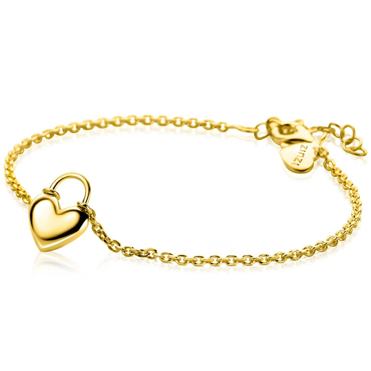 Armband aus vergoldetem Silber mit herzförmigem Anhänger und feiner Gliederkette