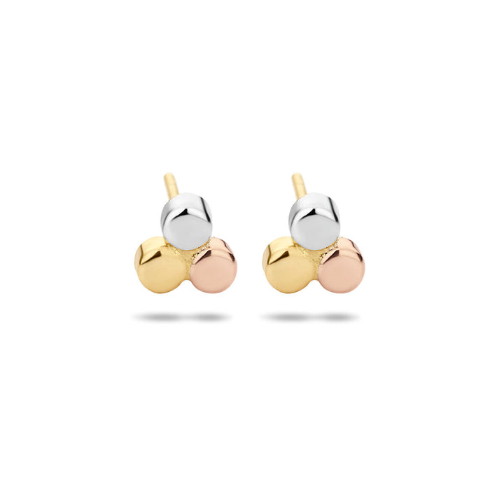 Ohrstecker rund dreifarbig 14K dreifarbiges Gold