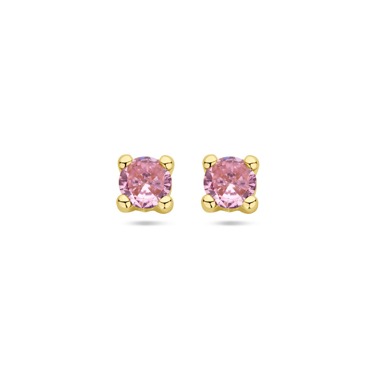 Ohrstecker aus 14K Gelbgold mit rosa Zirkonia in runder Form